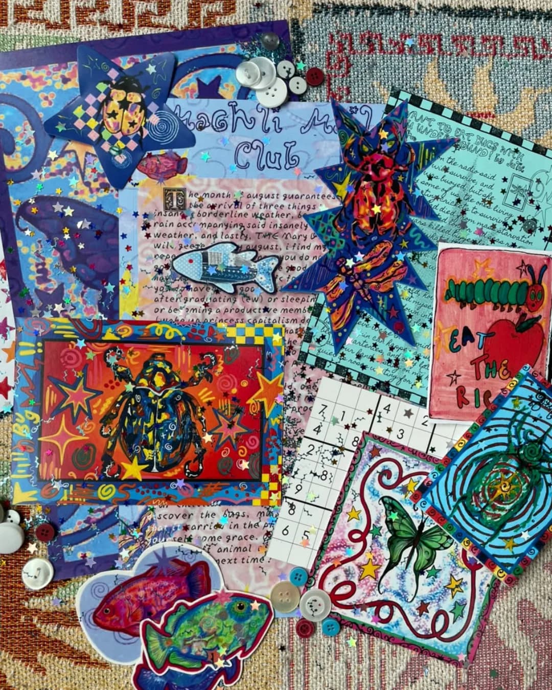 Mail Pack 3 — the full club: letter, zine, washi tape, prints and stickers